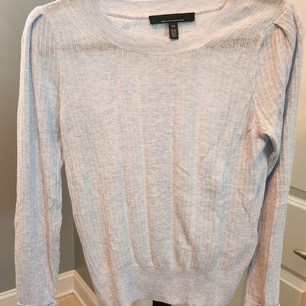 White House Black Market Soft Light Blue/Gray Sweater